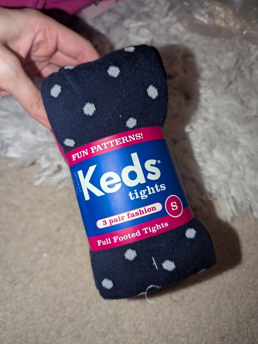 Nwt Keds 3 Pair Fashion Full Footed Tights Sz S